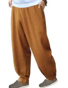 Летние и весенние хлопчатобумажные и льняные шаровары для медитации zen lay, брюки для кунг-фу шаолиньского монаха, брюки для медитации lay, серый /желтый