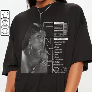 Lizzo Трек-лист Песни, винтажная рубашка унисекс, футболка с рисунком Lizzo, музыкальный трек-лист певицы, толстовки, футболка с капюшоном