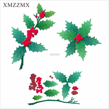 XMZZMX Shadow Christmas Holly Tree Металлические Режущие Штампы для Изготовления Открыток Наборы Штампов для Тиснения Бумаги Шаблоны для Рукоделия Трафареты