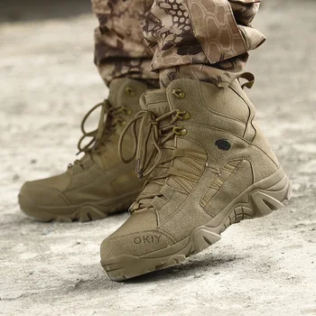 Мужские военные ботинки, мужские уличные ботильоны из коровьей замши, тактические боевые ботинки, рабочая Безопасная обувь для мужчин, повседневная водонепроницаемая походная обувь