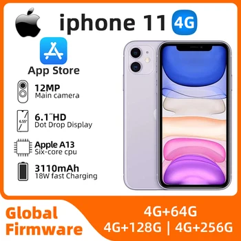 Apple iPhone 11 Оригинальный мобильный телефон iOS 6,1 дюйма A13 Bionic 4 ГБ оперативной памяти 64 ГБ / 128 ГБ / 256 ГБ ПЗУ Hexa Core 12MP NFC 4G LTE подержанный телефон