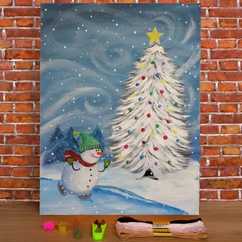 Водорастворимый холст с принтом Рождественской елки, 11-каратный набор для вышивки крестом, Нитки DMC, Распродажа хобби ручной работы