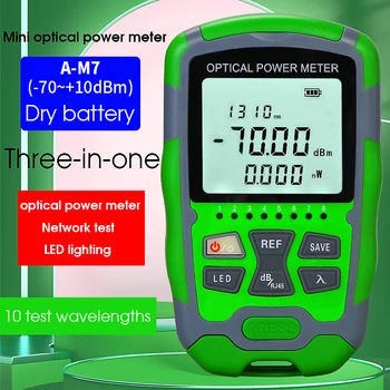 Зеленый Мини-Измеритель Оптической Мощности OPM С Сетевым Тестом и Светодиодным Освещением A-M7 Тестер Волоконно-оптического Кабеля -70 ~ + 10dBm