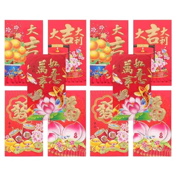 50 шт. Традиционные Красные конверты в китайском стиле, мешочки для денег, Красные пакеты, Новогодний подарок
