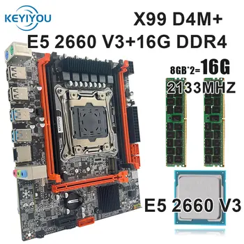 KEYIYOU X99D4M LGA 2011-3 комплект материнской платы xeon E5 2660 V3 Комплект 16 ГБ 2133 МГц памяти DDR4 M.2