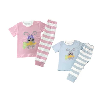 Комплект детских пижам на Пасху с принтом Кролика, бутик Пижам для маленьких мальчиков и девочек, Пижамы для братьев и сестер, пижамы для девочек, пижамы для девочек