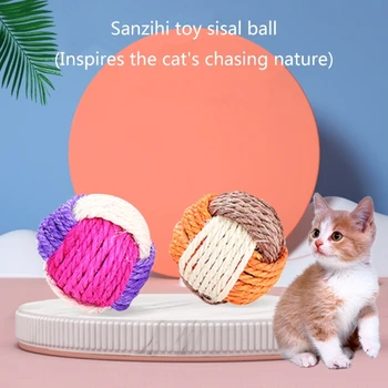 Кошачий шарик из сизаля, игрушка для кошек, котенок, игрушка для домашних кошек, устойчивая к укусам, Игрушка-царапалка для кошек, мяч, Интерактивные игрушки для кошек, товары для домашних животных