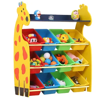 Стеллаж для хранения детских игрушек с большим жирафом, Отделочные шкафчики для книжных полок для детей из детского сада, Органайзер для игрушек, Книжные полки 