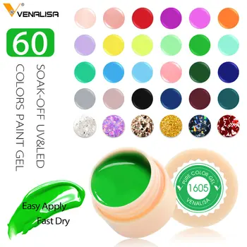 Venalisa Painting Gel 60 цветов, 5 мл Профессиональной краски для ногтей, Цветной Гель-лак Для нейл-арта, УФ-гель-лак, Гель-лак