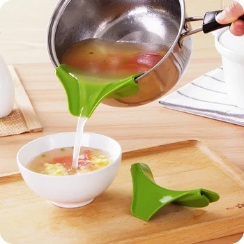 Креативная силиконовая воронка для жидкости, противоскользящий носик для наливания супа, воронка для кастрюль, сковородок, мисок и банок, кухонные принадлежности