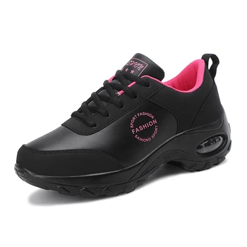 Женские кроссовки для бега 2021 С подушкой, женская спортивная обувь для спортзала, Устойчивые Дышащие Кожаные кроссовки для женщин, теннисные на толстой подошве