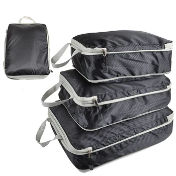 Органайзер для багажа Портативный с дорожной сумкой для хранения Сжимаемые упаковочные кубики Складной Водонепроницаемый дорожный чемодан Нейлоновая сумка