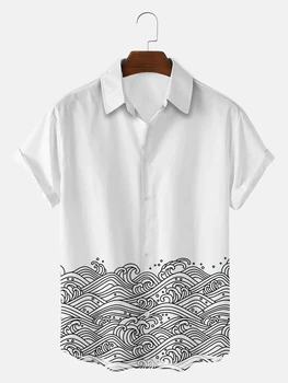 Мужская Гавайская Рубашка В Полоску Оверсайз С Коротким Рукавом Мужская Мода С 3D Печатью Y2k Одежда Harajuku Уличная Одежда Топы Летние Социальные