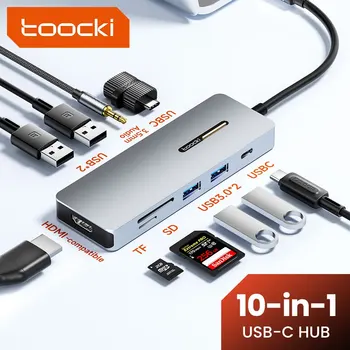 Toocki5 Гбит/с USB C Концентратор Type C к HDMI-совместимый USB-Адаптер Аудиопорт Док-Станция Для MacBook Air M1 M2 USB-Разветвитель USB 3
