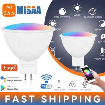 Tuya WiFi Smart Bulb Светодиодная Лампа MR16 Dimmable Light Телефон Приложение Пульт Дистанционного Управления Совместимый Alexa Google Home Siri Голосовое Управление