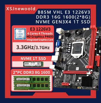 Материнская плата B85 LGA1150 E3 1226V3 16 ГБ памяти 1T NVME SSD VGA HDMI LGA 1150 USB3.0 SATA3.0 Placa Mae ATX Настольная материнская плата