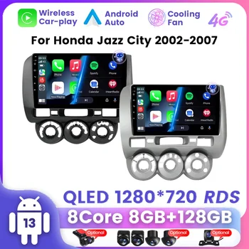 9-дюймовый Автомобильный Мультимедийный Радиоприемник для Honda Fit GD 2001-2008 Jazz GD City LHD RHD Android 13 GPS Навигация 2din Головное Устройство