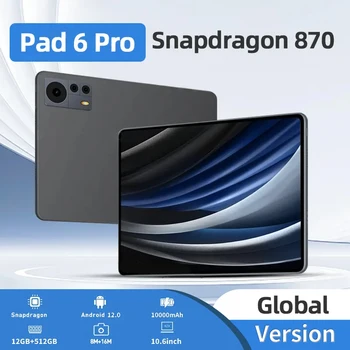 Глобальный планшет с экраном 2024 HD 4K Snapdragon 870 Android 12GB 512GB 120hz Tablette PC 5G с двумя SIM-картами WIFI Phone Call Pad 6 Pro