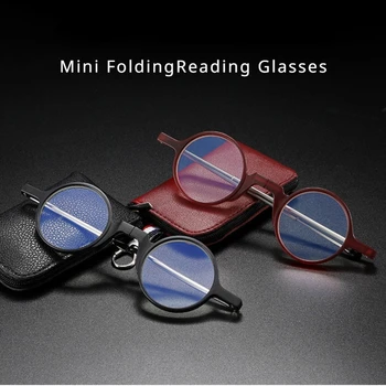 Мини-Очки Для Чтения Женщины Мужчины Портативные Компактные Складные Очки Для Чтения При Пресбиопии Высокой четкости с Футляром для Брелка